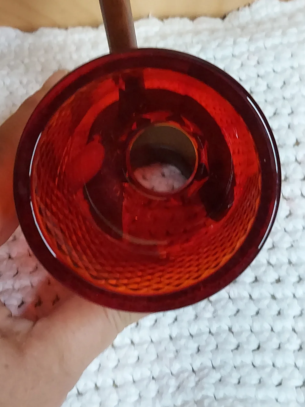 Vintage MCM Viking Glass Ruby Red Diamond Point 